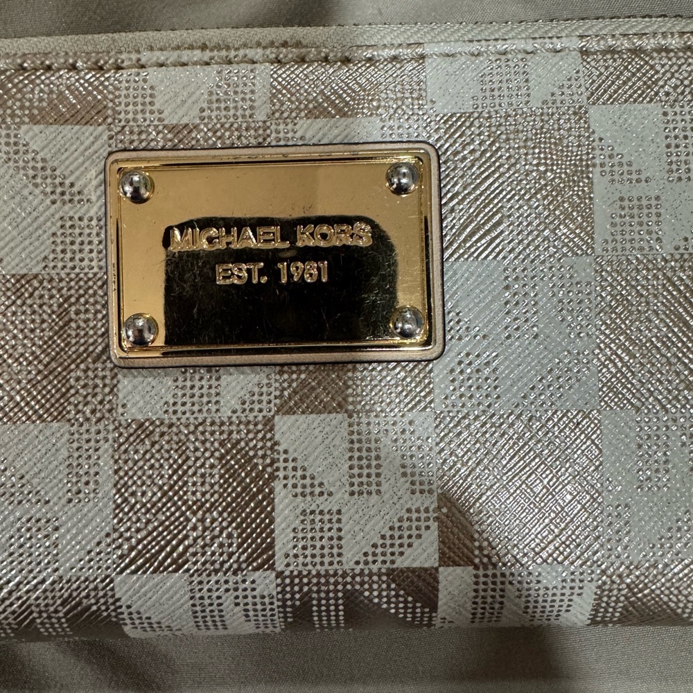 Michael Kors Gold and Silver Checkered Women's Wallet